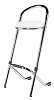 Barkruk met rugleuning chroom/wit